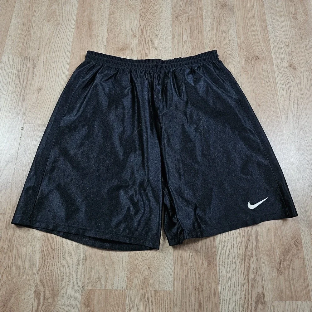 Vintage Nike Team Shorts Men XL Dazzle Basketball Black Silky Soft Shiny Made US